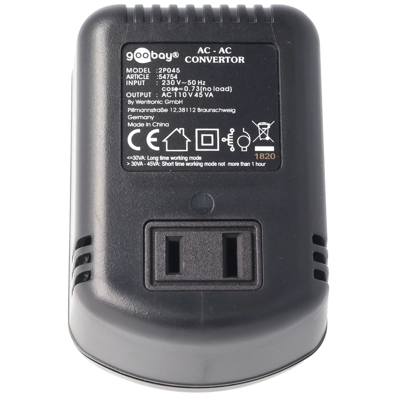 AccuCell Spannungswandler AC 220-240 V AC auf 110-120 V AC (max. 45W beachten)