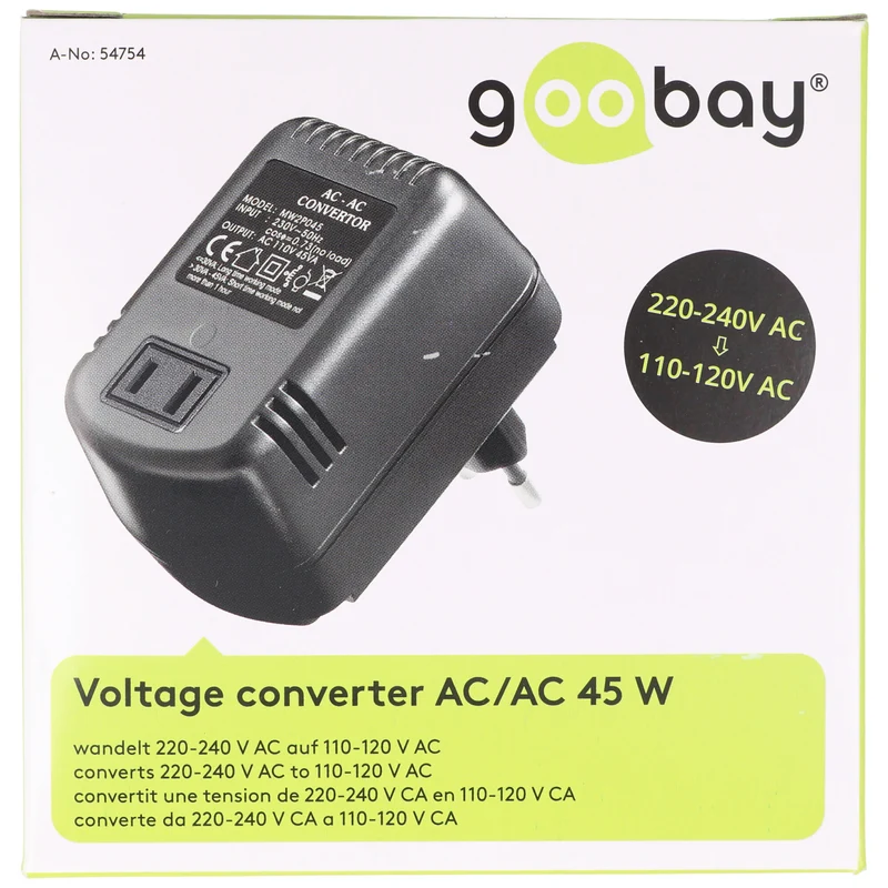 AccuCell Spannungswandler AC 220-240 V AC auf 110-120 V AC (max. 45W beachten)
