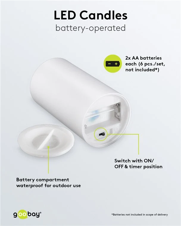 Goobay 3er-Set LED-Kerzen "Outdoor" LED-Beleuchtung mit Fernbedienung, für den Innen- und Außenbereich (IP44) warmweiß (3000 K) batteriebetrieben