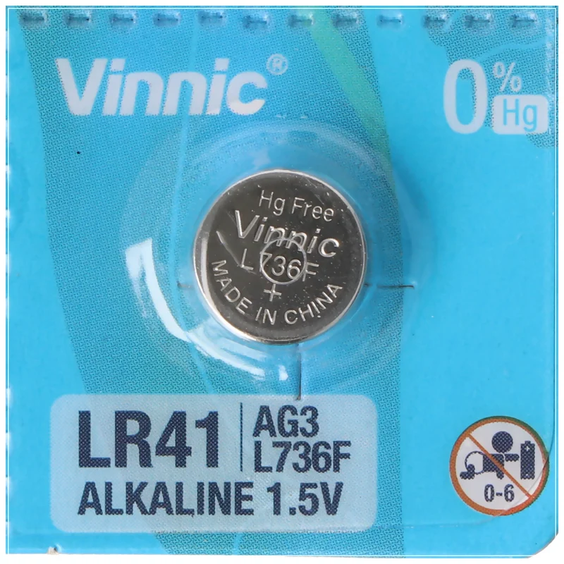 Vinnic 10 Stück Alkaline Batterie AG3, LR41 Alkaline Batterie L736F, AG3, L736 F, G3, G3A, SR41