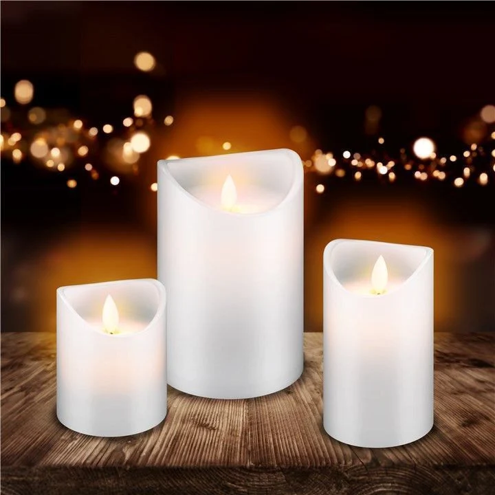 Goobay LED Echtwachs-Kerze weiß, 10x15 cm die wunderschöne und sichere Lichtlösung miut Echtwachs Optik