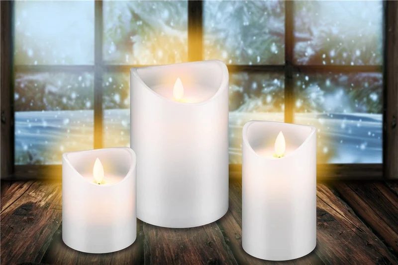 Goobay LED Echtwachs-Kerze weiß, 10x15 cm die wunderschöne und sichere Lichtlösung miut Echtwachs Optik
