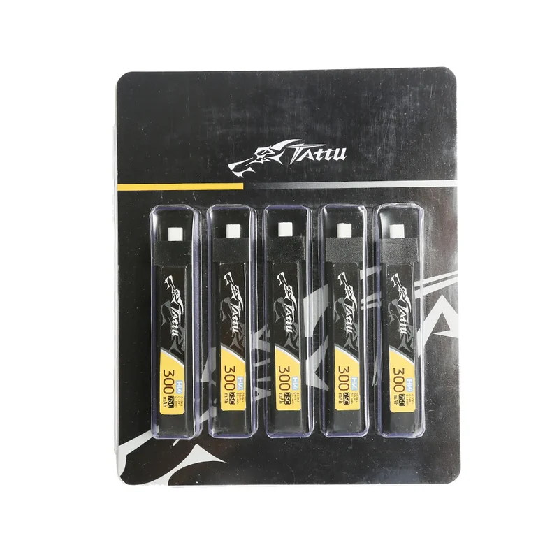 Tattu 300 mAh 3,8 V 75 C 1S1P HV Lipo-Akku mit BT 2.0-Stecker (5 Stück) für Beta Meteor65/Meteor75
