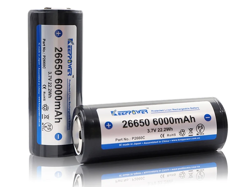Keeppower 26650 - 6000mAh, 3,6V - 3,7V Li-Ion-Akku PCB geschützt