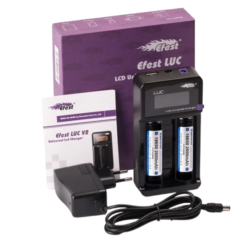 Efest LUC Ladegerät + 2x KP 18650 - 2600mah 3,7V geschützt + Box