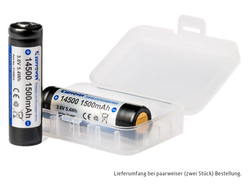 Keeppower 14500 1500mAh 3,7V Li-Ion Akku PCB geschützt P1450C4