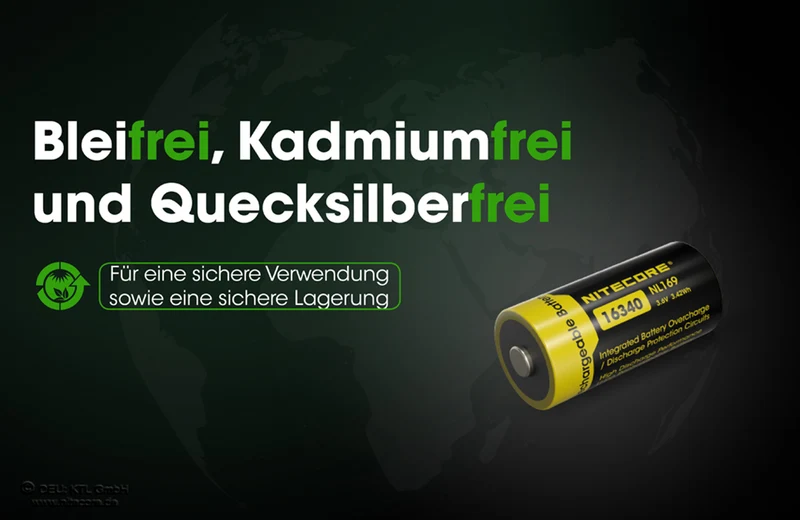 Nitecore 16340 NL169 950mAh 3,7V RCR123A