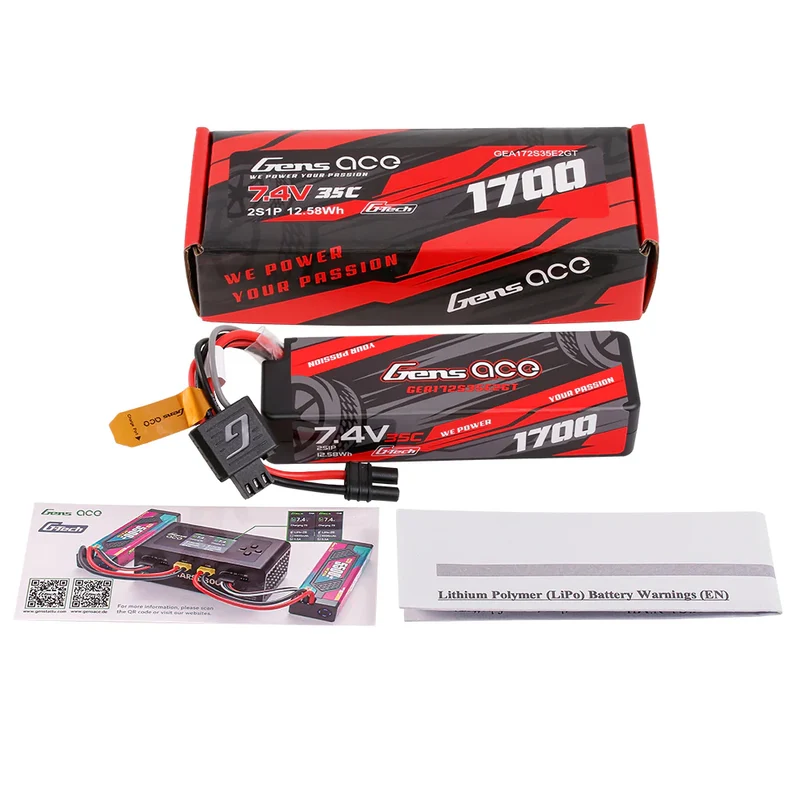 Gens Ace 2S LiPo Akku 1700mAh 2S 35C 7,4V Hardcase Lipo-Akku mit IEC2-Stecker