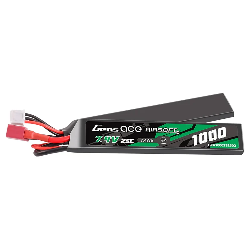 Gens Ace 2S LiPo Akku 1000mAh 25C 2S1P 7,4V Airsoft Akku mit Deans(T) Stecker (2 Stück)