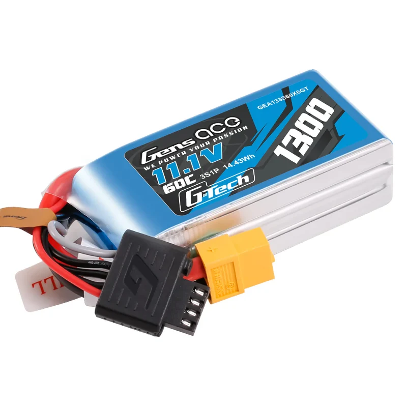 Gens Ace G-Tech 3S LiPo Akku 1300mAh 11,1V 60C 3S1P Lipo-Akkupack mit XT60-Stecker