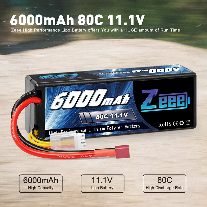 Zeee 3S Lipo-Akku 11,1V 6000mAh 80C Hardcase-Akku mit Deans-Anschluss