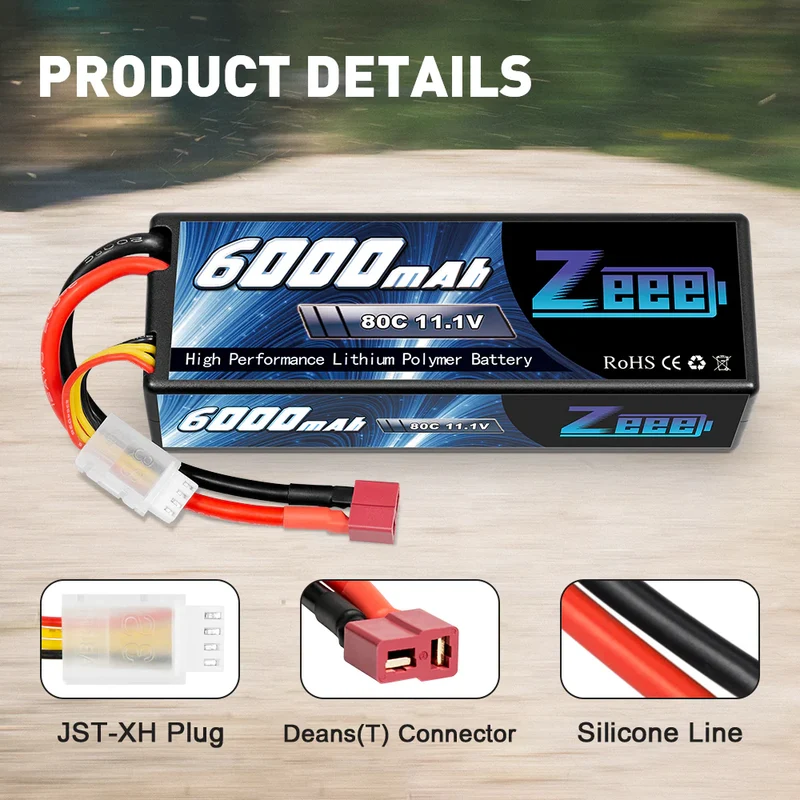 Zeee 3S Lipo-Akku 11,1V 6000mAh 80C Hardcase-Akku mit Deans-Anschluss