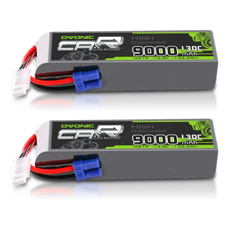 Ovonic Car 4S LiPo Akku 9000mAh 14,8V 130C RC Akku mit EC5 Stecker (2 Stück)