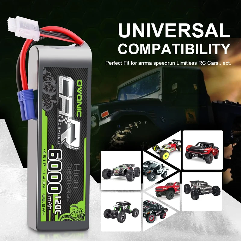Ovonic Car 4S Lipo Akku 6000mAh 120C RC Akku 14,8V mit EC5 Stecker (2 Stück)