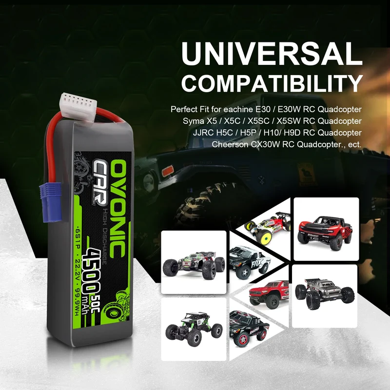 Ovonic Car 6S 4500mAh Lipo Akku 22,2V 50C RC Lipo EC5 Stecker Softcase für X Klasse Drone Racing (2 Stück)