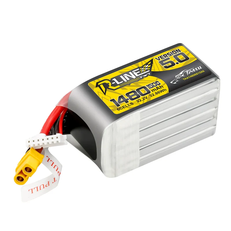 Tattu R-Line Version 5.0 6S 1480mAh 22,2V 150C 6S1P Lipo-Akkupack mit XT60-Stecker