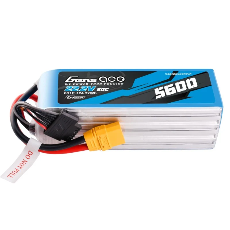 Gens Ace G-Tech 6S LiPo Akku 5600mAh 80C 22,2V 6S1P Lipo-Akkupack mit XT90-Stecker