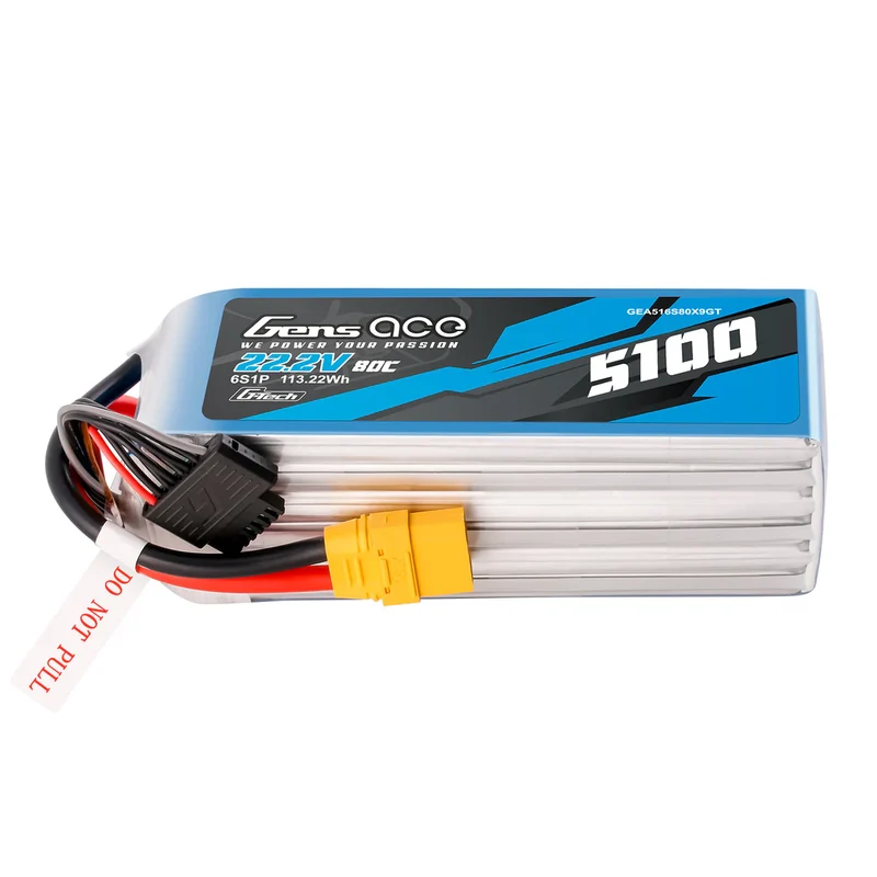 Gens Ace G-Tech 6S 5100mAh 80C 22,2V 6S1P Lipo-Akkupack mit XT90-Stecker