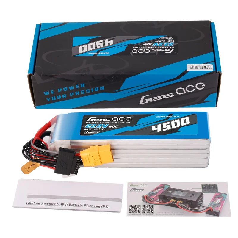 Gens Ace G-Tech 6S LiPo Akku 4500mAh 22,2V 60C 6S1P XT90 LIPO-Akkupack