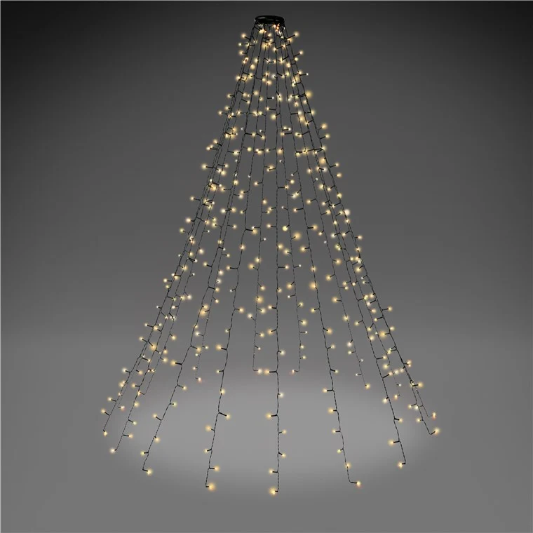 Goobay 400 LED-Baummantel mit Ring - mit Timer- und Memory-Funktion, 8 Leuchtmodi, 24-V-Außentrafo, warmweiß (3000 K), für den Innen- und Außenbereich (IP44)