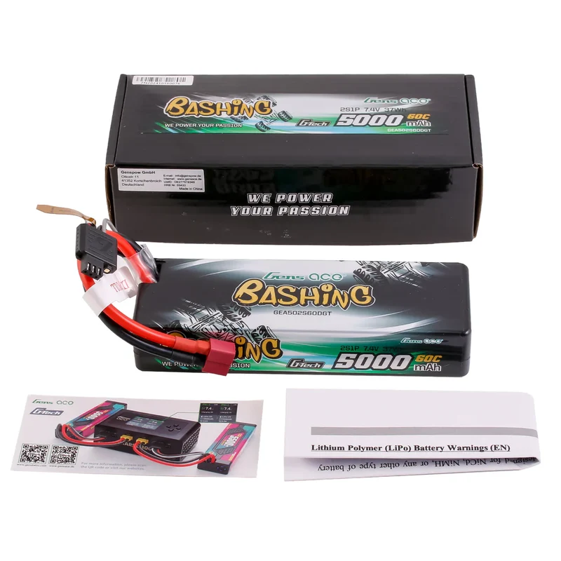 Gens Ace Bashing G-Tech 5000 mAh 2S 7,4 V 60 C Hardcase Lipo-Akku mit Deans-Stecker
