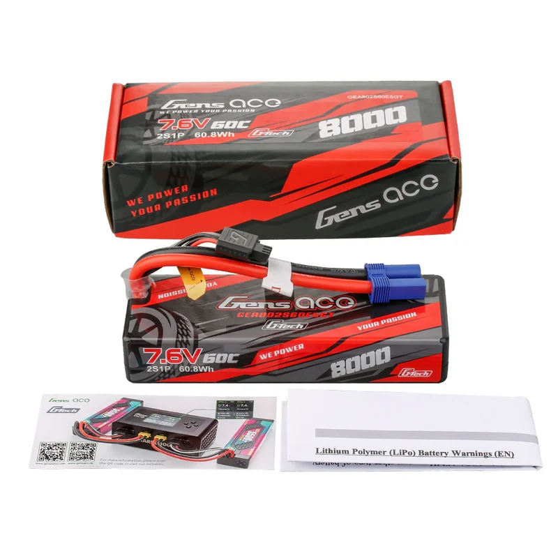 Gens Ace G-Tech 8000 mAh 2S1P 7,6 V 60 C Hochspannungs-Lipo-Akku mit EC5-Stecker