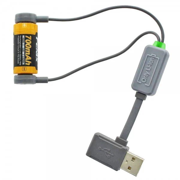 AccuCell USB Ladegerät für 3,7 Volt Li-Ion Akku CR123A, 18650 14350, 14430 mit Lade- und Entladefunktion, mit Magnetkontakten, Ladestrom max. 1A