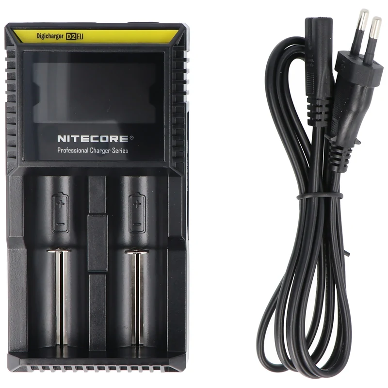NiteCore Ladegerät Digicharger D2 mit Display für AAA, AA, C, D2EU- EU-Version NC-D2EU