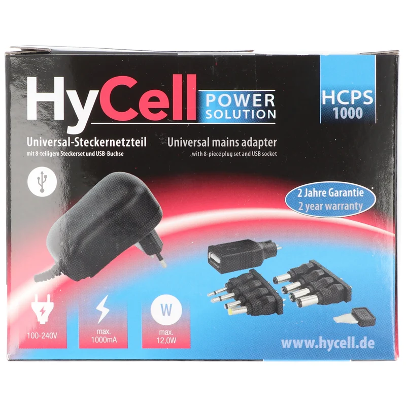 AccuCell Universalnetzteil mit 9 Volt Batterieanschluss, perfekt um klassische 9 Volt Batterien oder Akkus zu ersetzen, max. 1000mA Ladestrom
