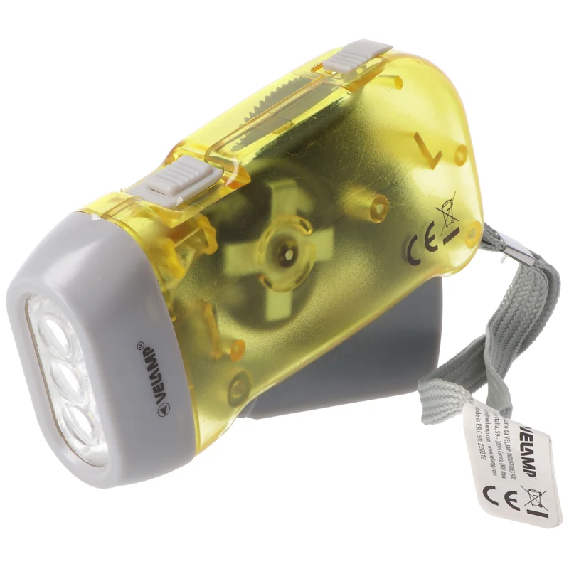 Velamp 3fach LED Dynamo Taschenlampe wiederaufladbar, Blau und Gelb, mit Anti Black Out Funktion