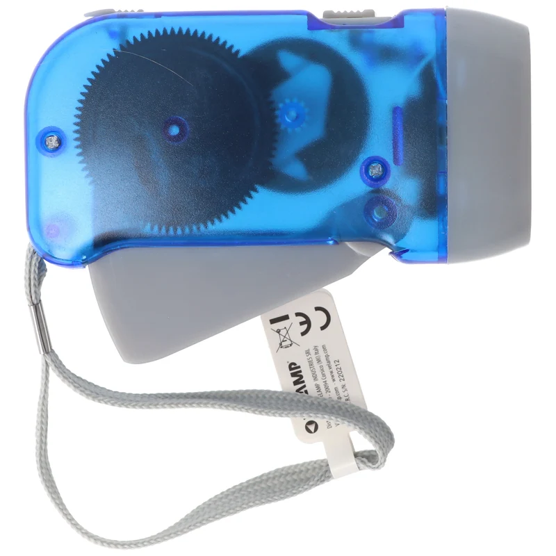 Velamp 3fach LED Dynamo Taschenlampe wiederaufladbar, Blau und Gelb, mit Anti Black Out Funktion