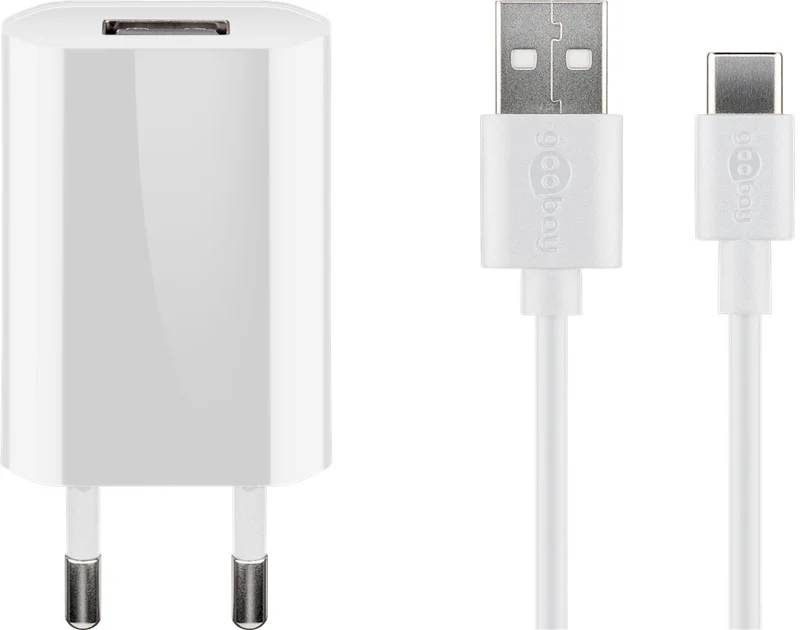 Goobay USB-C™ Ladeset 1 A - Netzteil mit Type-C™ Kabel 1m (weiß)