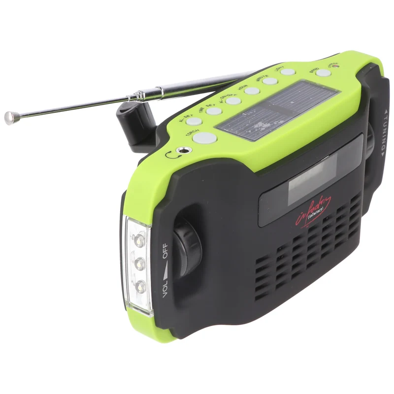 AccuCell Solar-Dynamo-Koffer-Radio mit LED-Taschenlampe, keine Batterien erforderlich