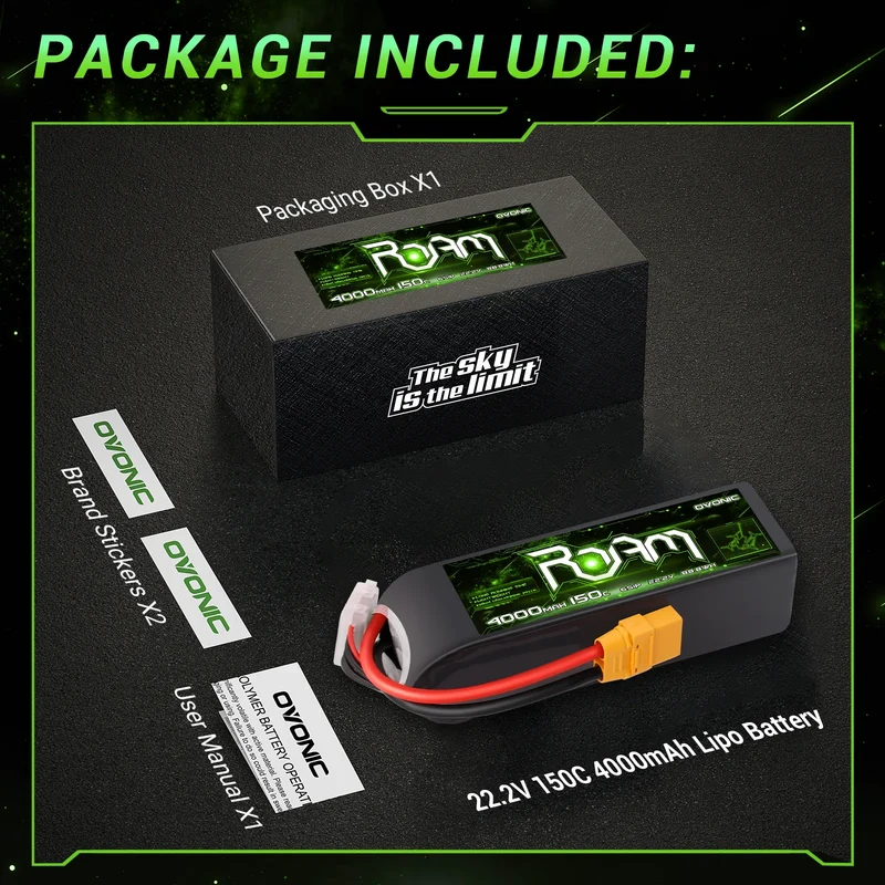 Ovonic Roam Series 6S Lipo Akku 4000mAh 6S1P 150C 22,2V Lipo Akku XT90-Stecker