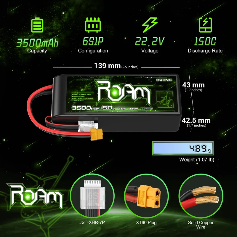 Ovonic Roam Series 6S Lipo Akku 3500mAh 6S1P 150C 22,2V Lipo Akku XT60-Stecker