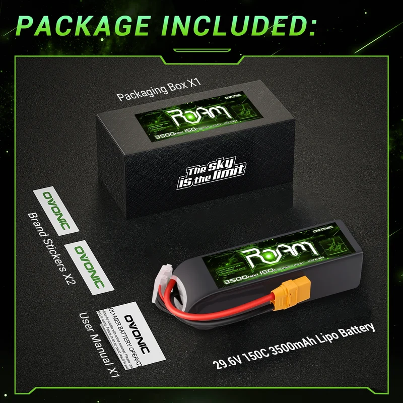Ovonic Roam Series 8S Lipo Akku 3500mAh 8S1P 150C 29,6V XT90-Stecker