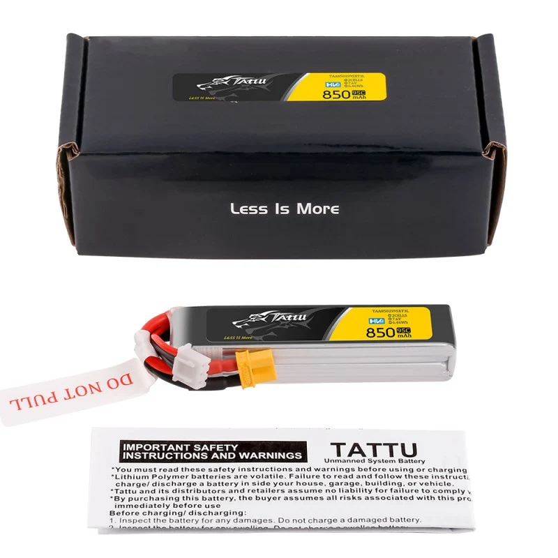 Tattu 2S 850mAh 95C 7,6V HV Lipo Akku mit XT30 Long-Pack