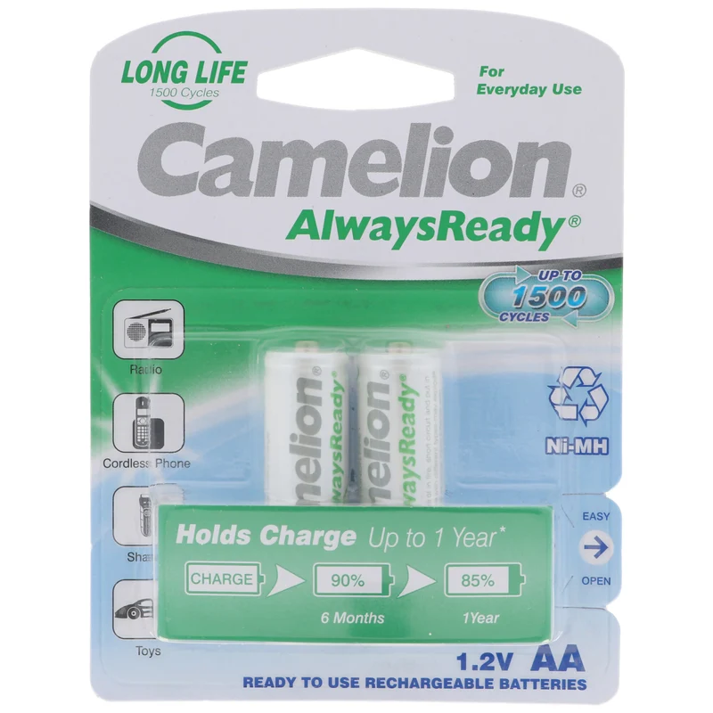 Camelion 12 Stück Vorteilspack AA, Mignon LR6, HR6, NiMH Akku mit 1,2V 800mAh in 2er Blisterverpackung, Always Ready mit geringer Selbstentladung, Ready to Use Akku