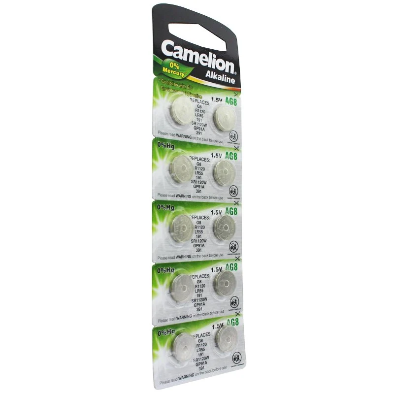 Camelion LR55 Batterie, Knopfzelle V8GA, 191, 80, LR1120, LR1121, LR4230 10 Stück