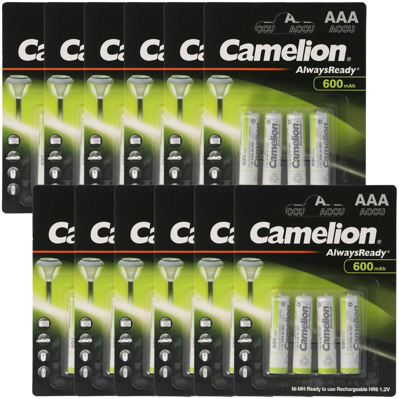 12 Stück Vorteilspack AAA, Micro LR3, HR03, NiMH Akku mit 600mAh in 4er Blisterverpackung, Always Ready mit geringer Selbstentladung, Ready to Use Akku