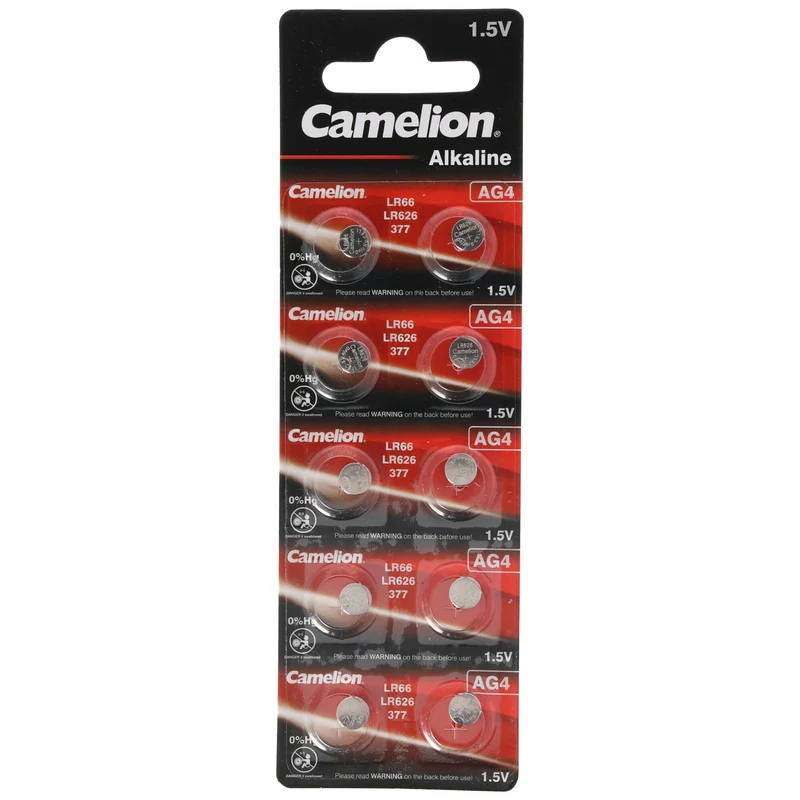Camelion Marken Knopfzelle AG 4 Batterie 10er Set entspricht V376, V377 Knopfzelle LR626 Batterien, 1,5V typisch 18mAh