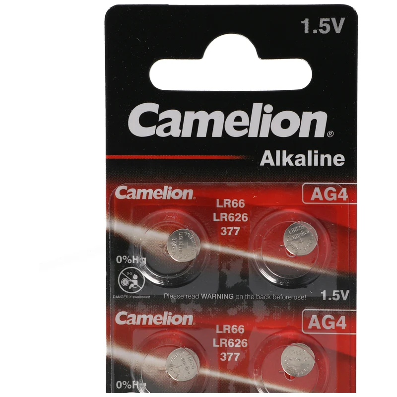 Camelion Marken Knopfzelle AG 4 Batterie 10er Set entspricht V376, V377 Knopfzelle LR626 Batterien, 1,5V typisch 18mAh