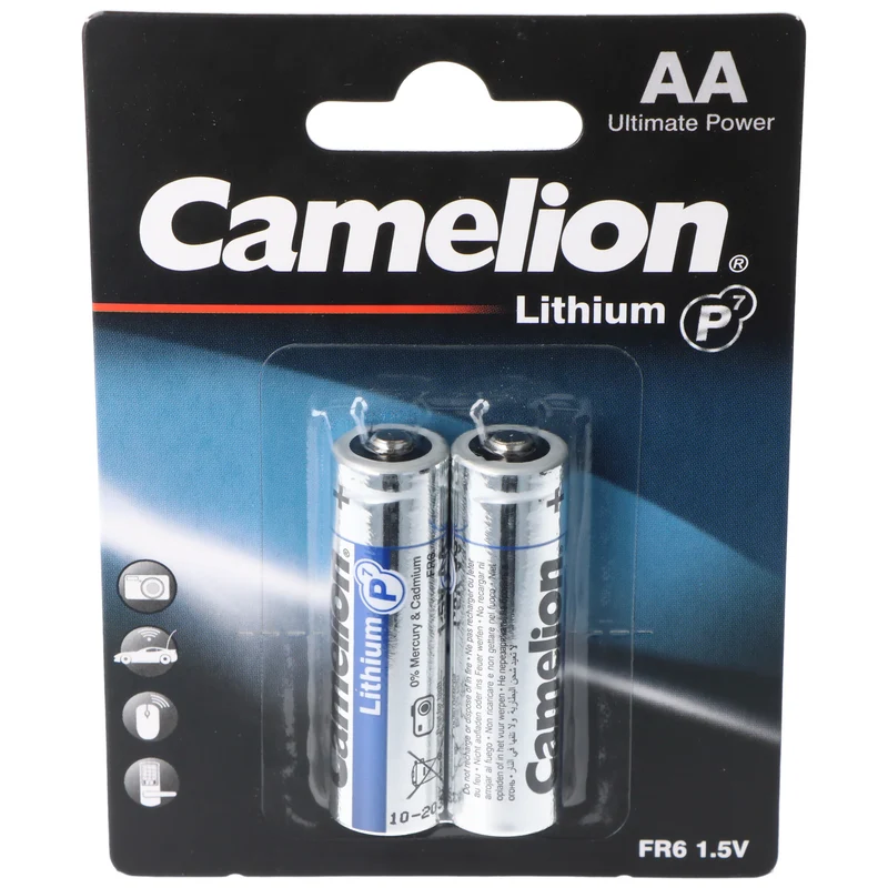 Camelion Lithium Batterie AA, Mignon, FR6, 1,5V, 2er-Blister