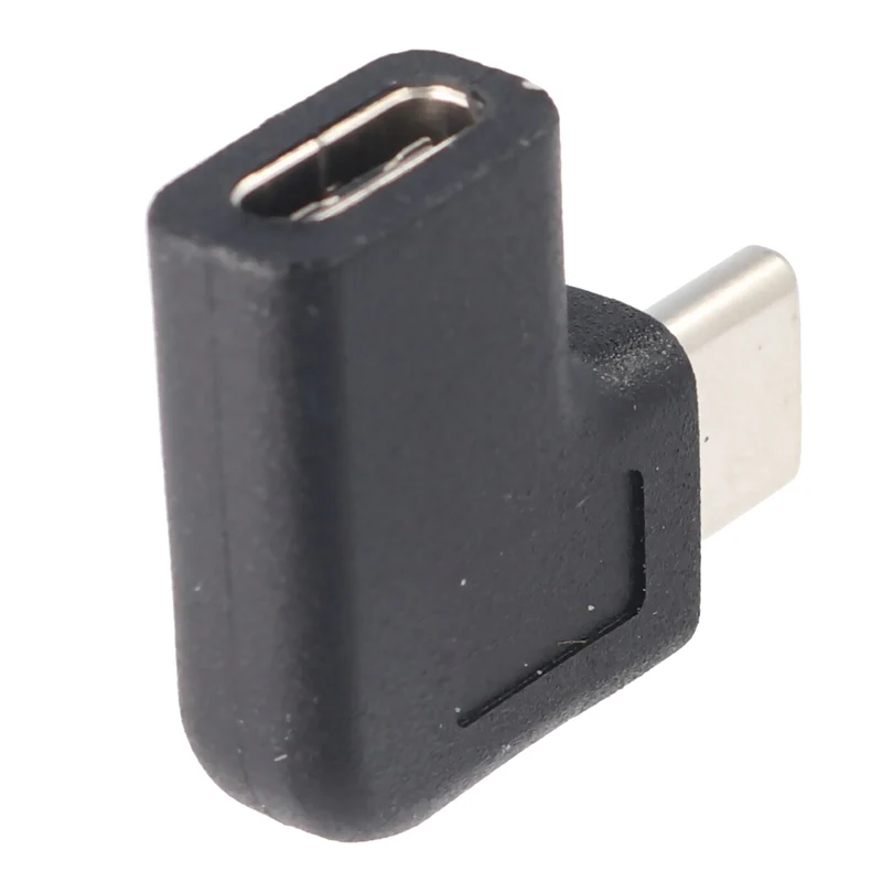 AccuCell Adapter USB-C auf USB-C mit 90 Grad Winkel schwarz, abgewinkelter Adapter verlängert das USB-C, geeignet für das MacBook mit USB-C Port
