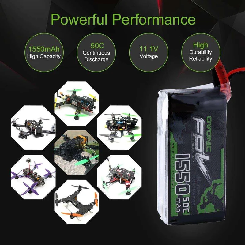 Ovonic FPV 3S LiPo Akku 1550mAh 50C 11,1V mit XT60 Stecker