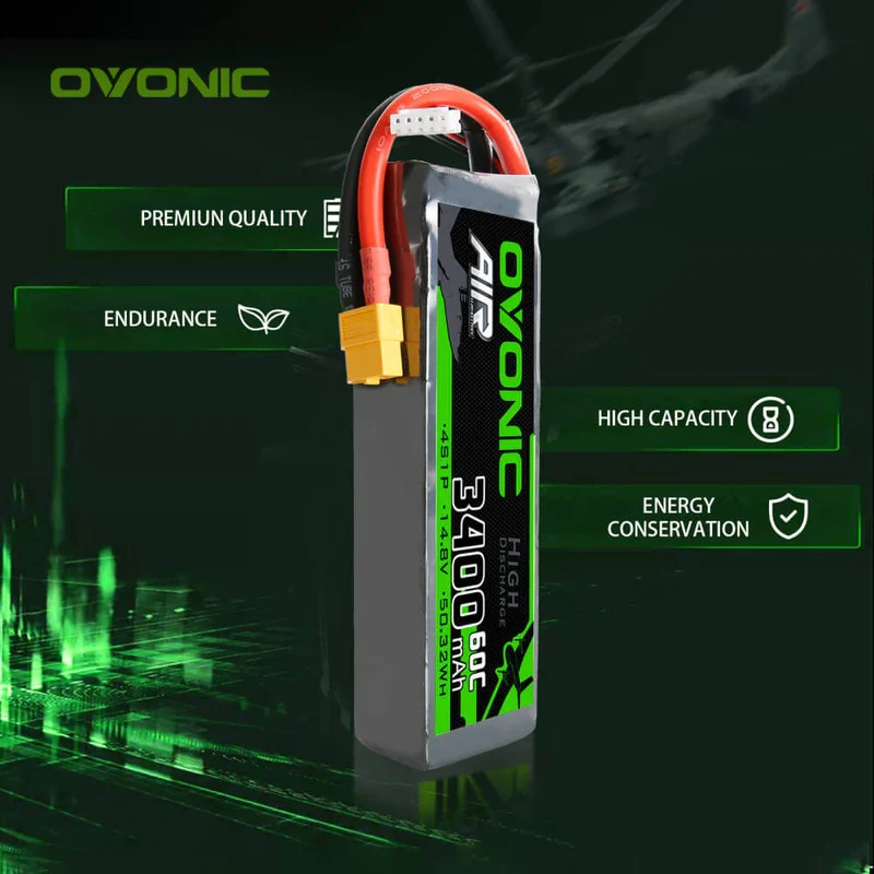 Ovonic Air 4S LiPo Akku 3400mAh 14,8V 60C für RC-Flugzeuge mit XT60 und Deans-Stecker