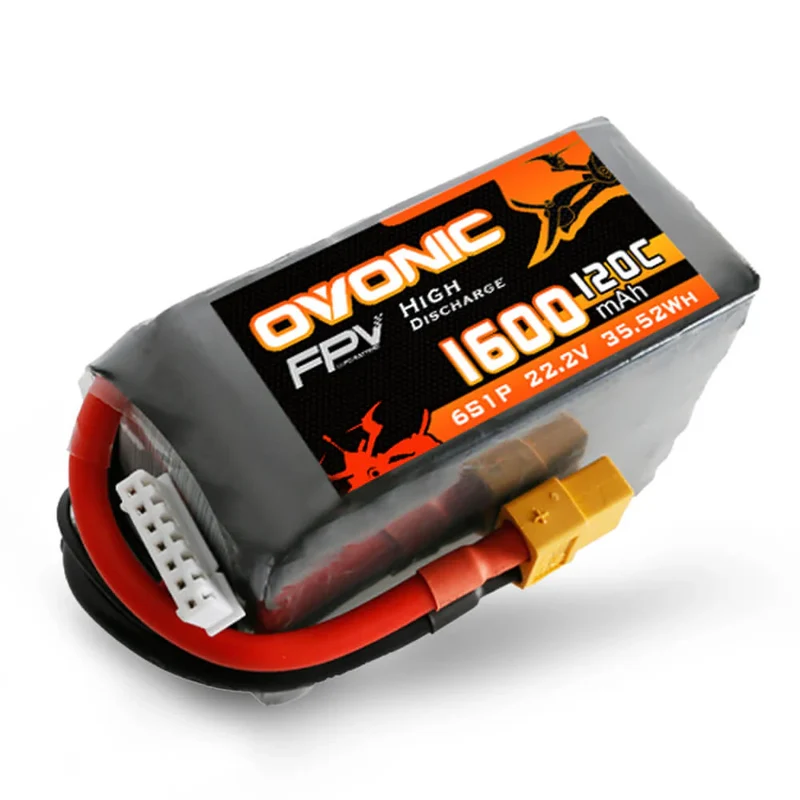 Ovonic FPV 6S LiPo Akku 1600mAh 120C 22,2V für FPV-Racing mit XT60-Stecker