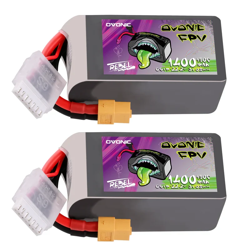 Ovonic Rebel 2.0 6S LiPo Akku 1400mAh 150C 6S 22,2V Pack mit XT60-Stecker (2 Stück)
