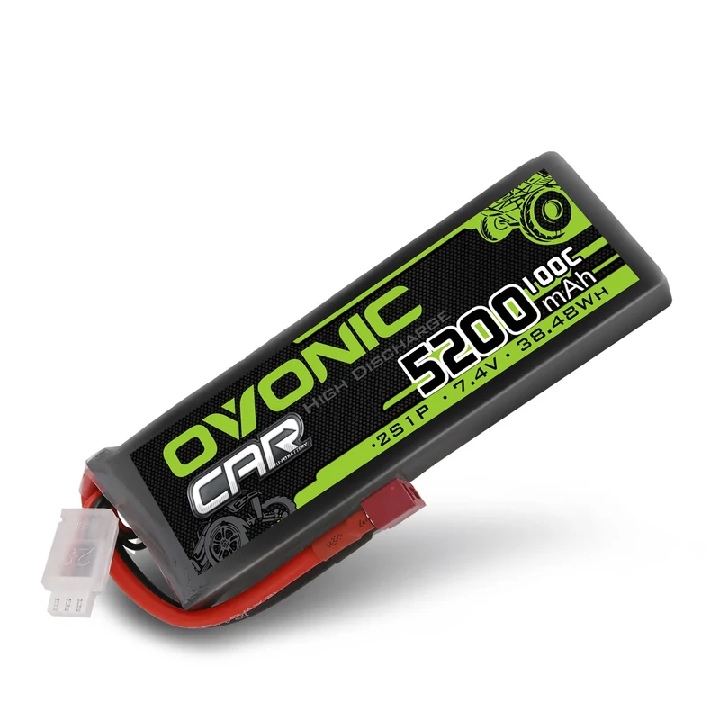 Ovonic Car 2S Lipo Akku 5200mAh 2S1P 100C 7,4V RC Lipo Akku HardCase mit Deans T Stecker (2 Stück)