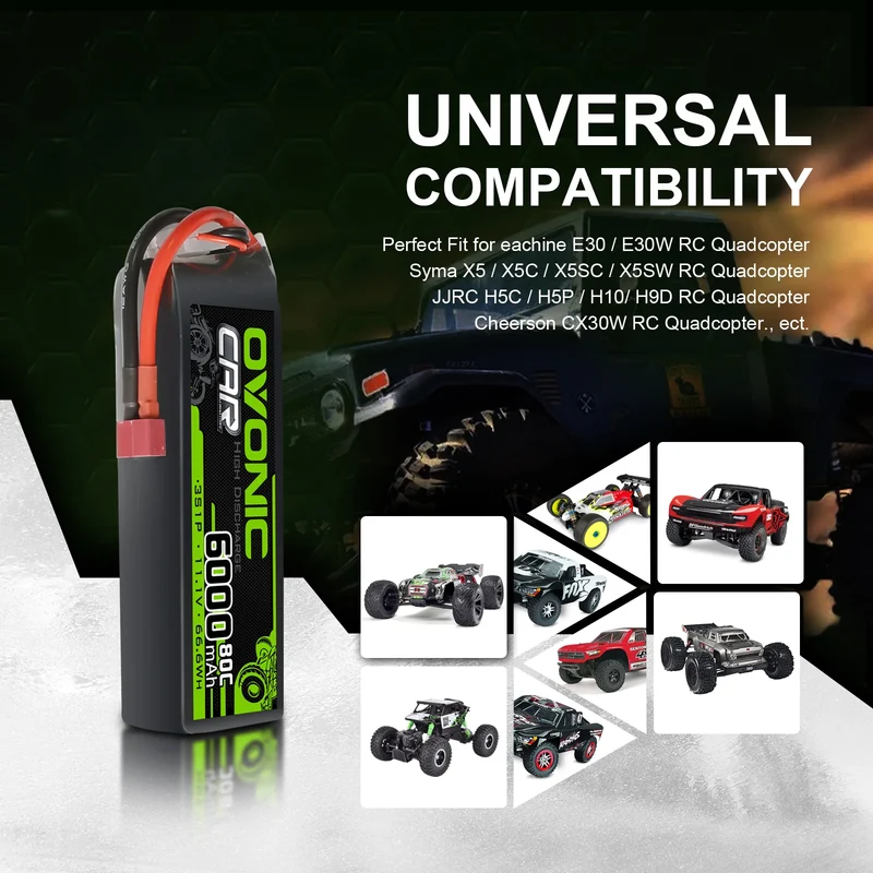 Ovonic Car 3S Lipo Akku 6000mAh 3S1P 80C 11,1V RC Lipo Akku mit Deans T Stecker